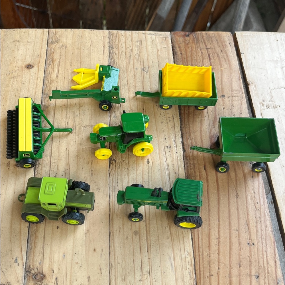 7 Pieces John Deere, ERTL, Matchbox Bundle Mini Farm Tractor etc Set